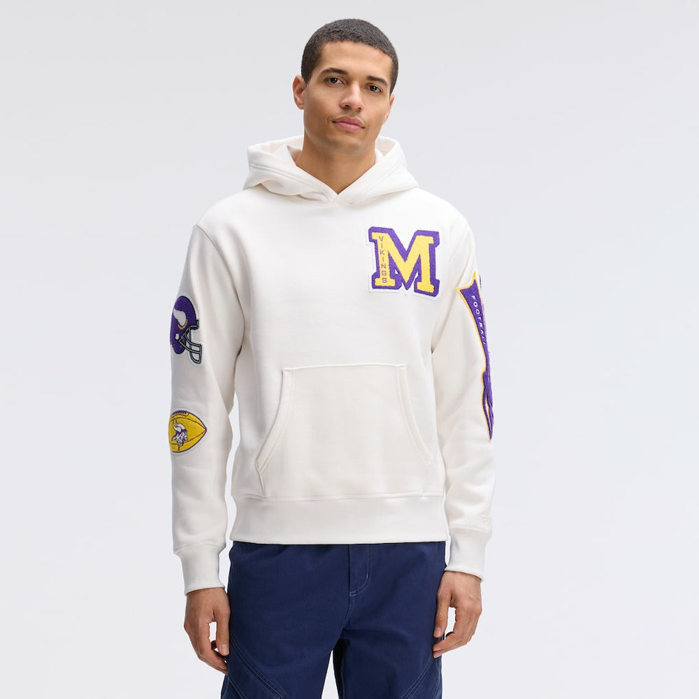 Minnesota Vikings IconicFleece Letterman Hoodie - Oatmeal - Fanatics