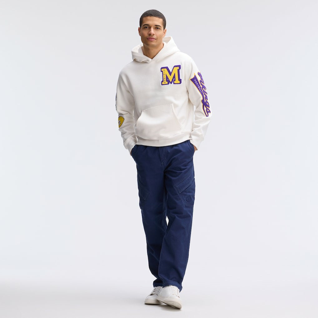 Minnesota Vikings IconicFleece Letterman Hoodie - Oatmeal - Fanatics