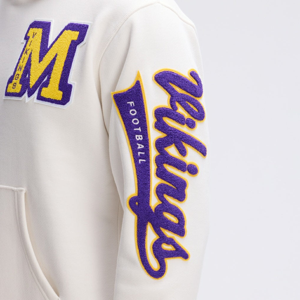 Minnesota Vikings IconicFleece Letterman Hoodie - Oatmeal - Fanatics