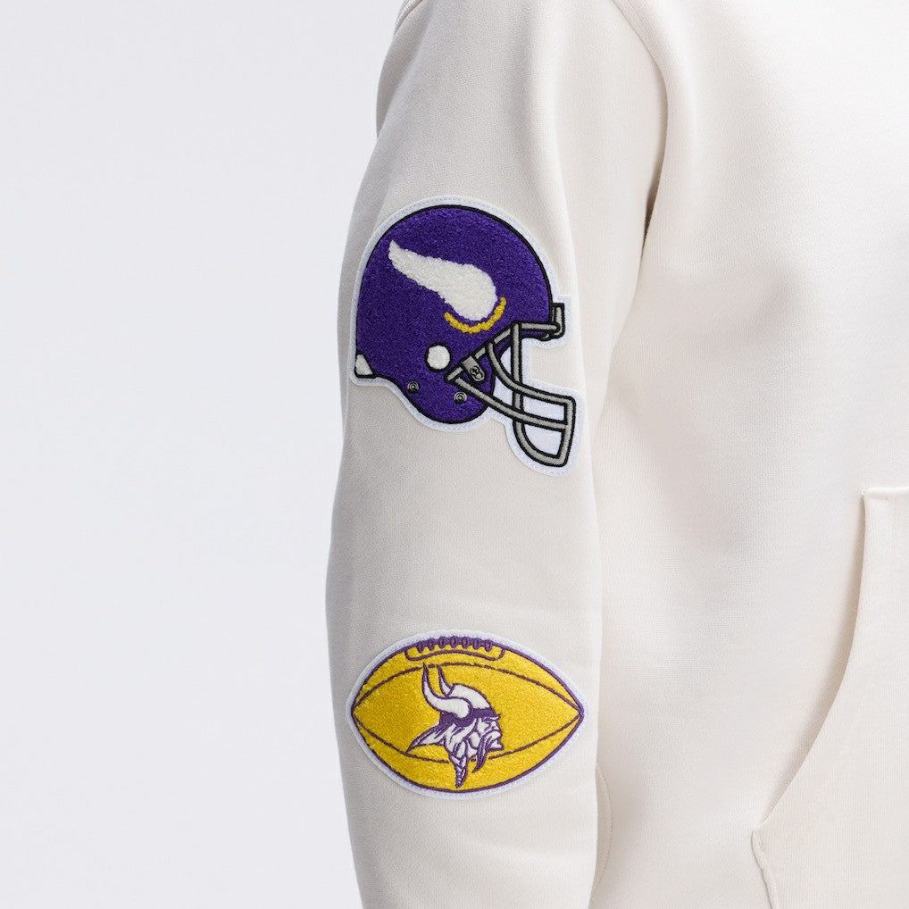 Minnesota Vikings IconicFleece Letterman Hoodie - Oatmeal - Fanatics