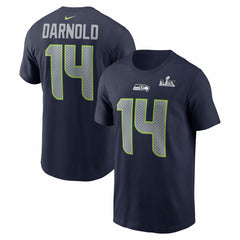 Sam Darnold Seattle Seahawks Super Bowl LX Patch Name & Number T-Shirt - College Navy - Nike