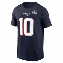 Drake Maye New England Patriots Super Bowl LX Patch Name & Number T-Shirt - Navy - Nike