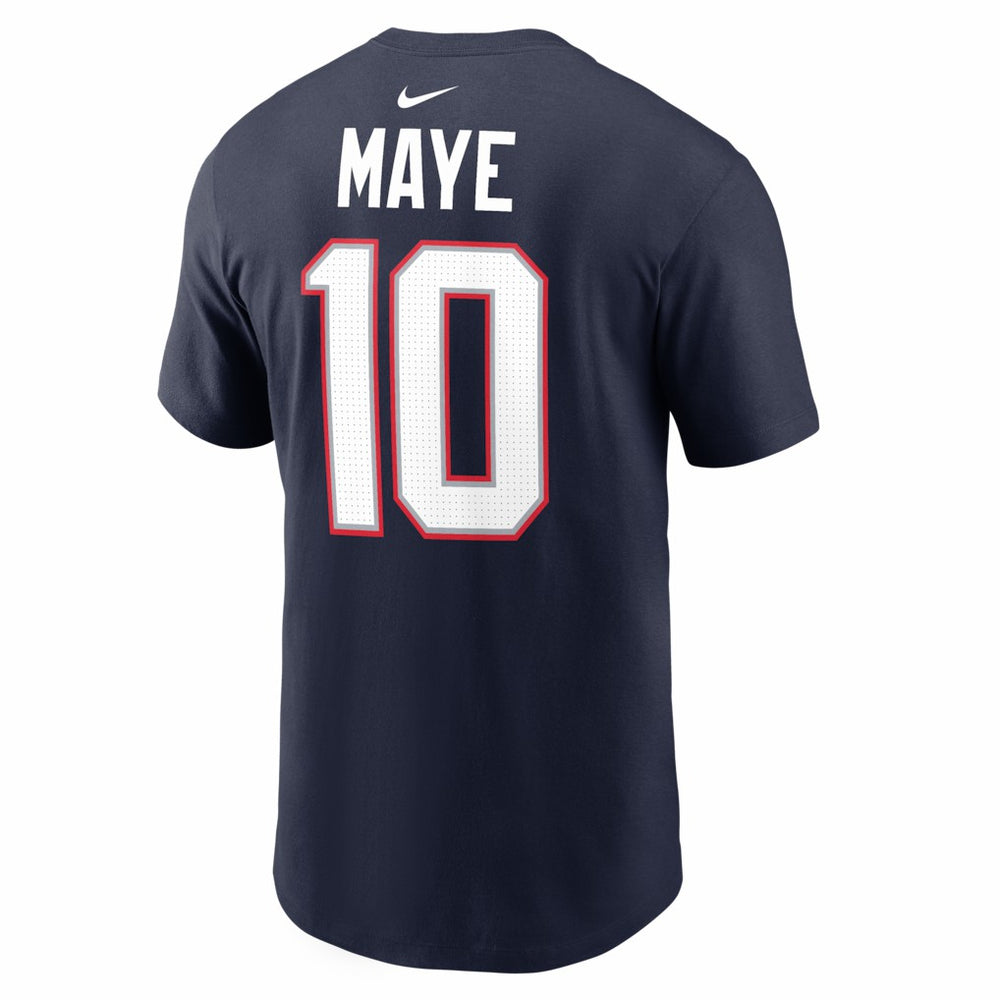 Drake Maye New England Patriots Super Bowl LX Patch Name & Number T-Shirt - Navy - Nike