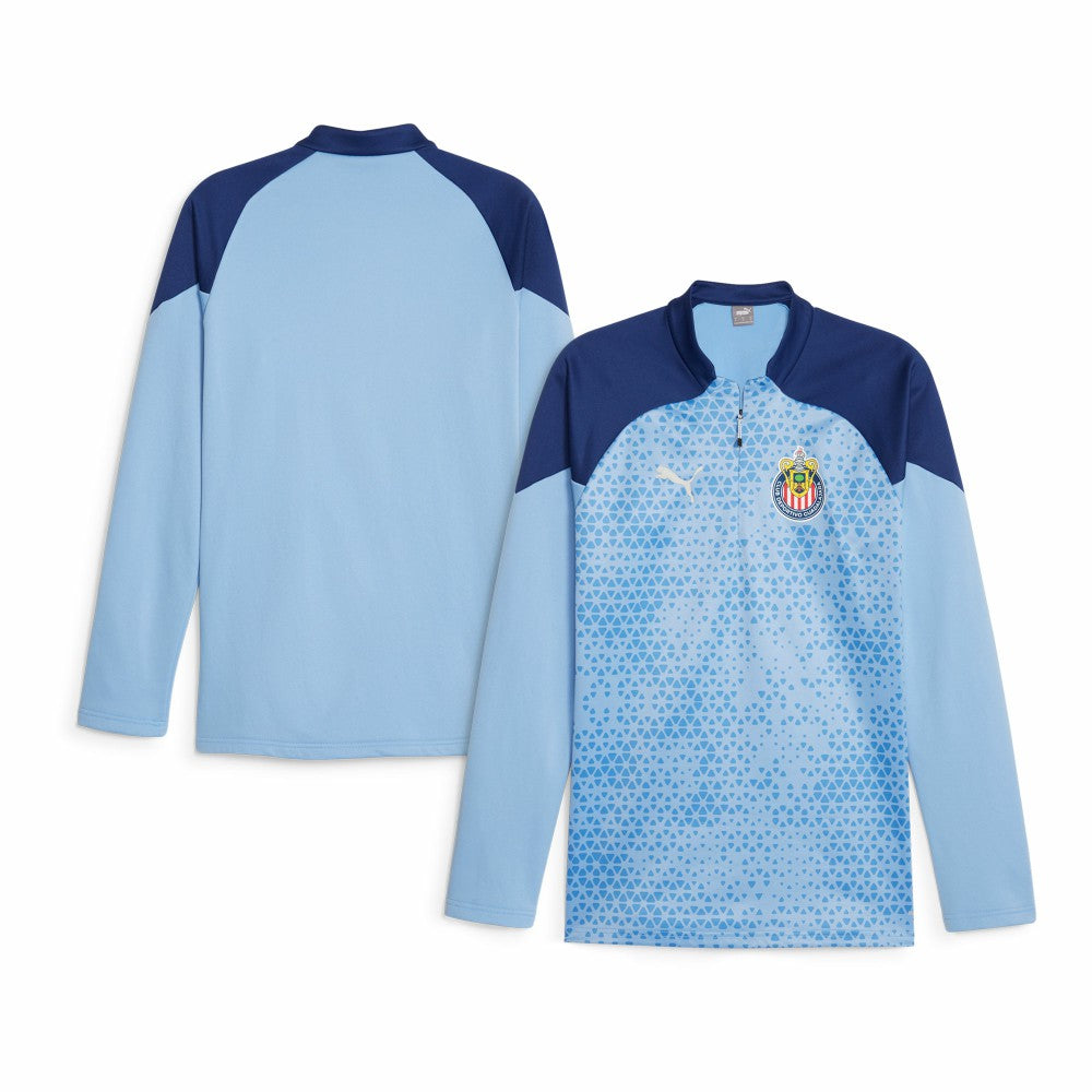 Puma - Chivas 2023/24 Quarter-Zip Fleece Top - Light Blue
