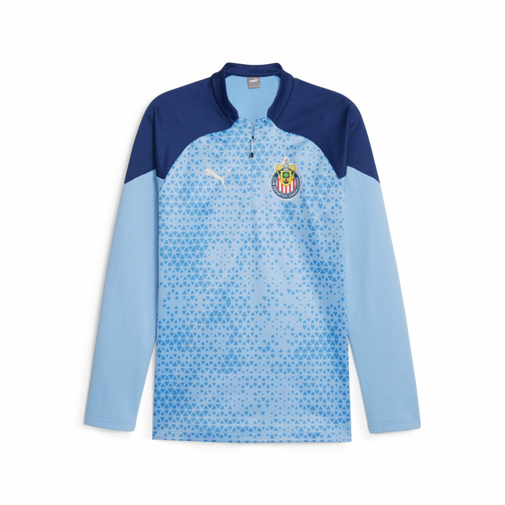 Puma - Chivas 2023/24 Quarter-Zip Fleece Top - Light Blue