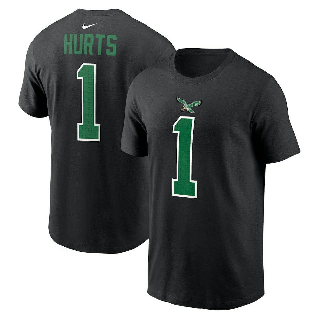 Jalen Hurts Philadelphia Eagles Player Name & Number T-Shirt - Black - Nike