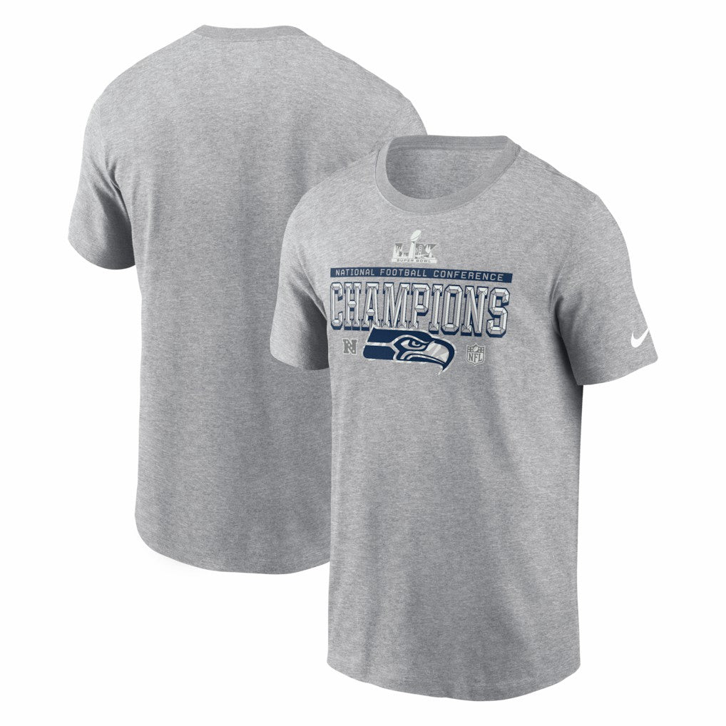 Seattle Seahawks 2025 NFC Champions Locker Room Trophy Collection T-Shirt - Heather Gray - Nike