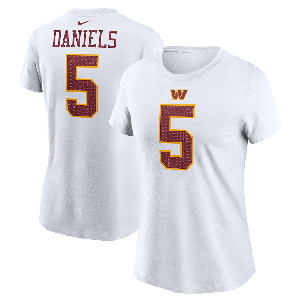 Jayden Daniels Washington Commanders Women's Super Bowl Era Name & Number T-Shirt - White - Nike