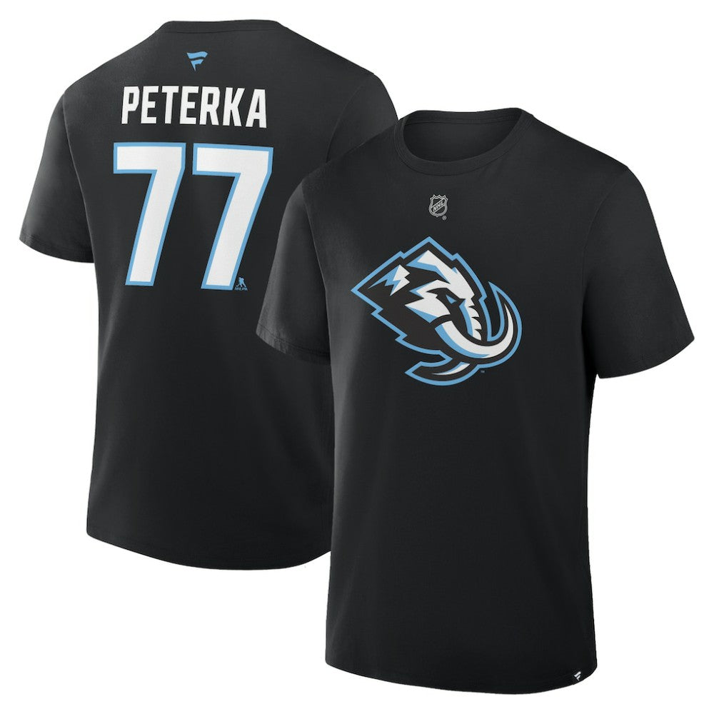 JJ Peterka Utah Mammoth Fanatics Authentic Stack Name & Number T-Shirt - Black | Fanatics Lifestyle