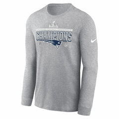 New England Patriots 2025 AFC Champions Locker Room Trophy Collection Long Sleeve T-Shirt - Heather Gray - Nike