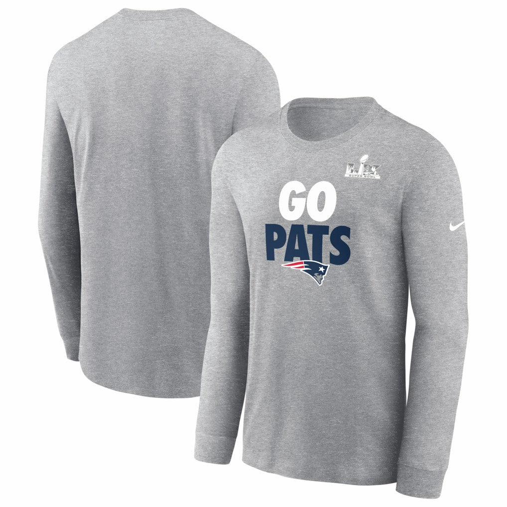 New England Patriots Super Bowl LX Fast As Fast Gets Long Sleeve T-Shirt - Heather Gray - Nike