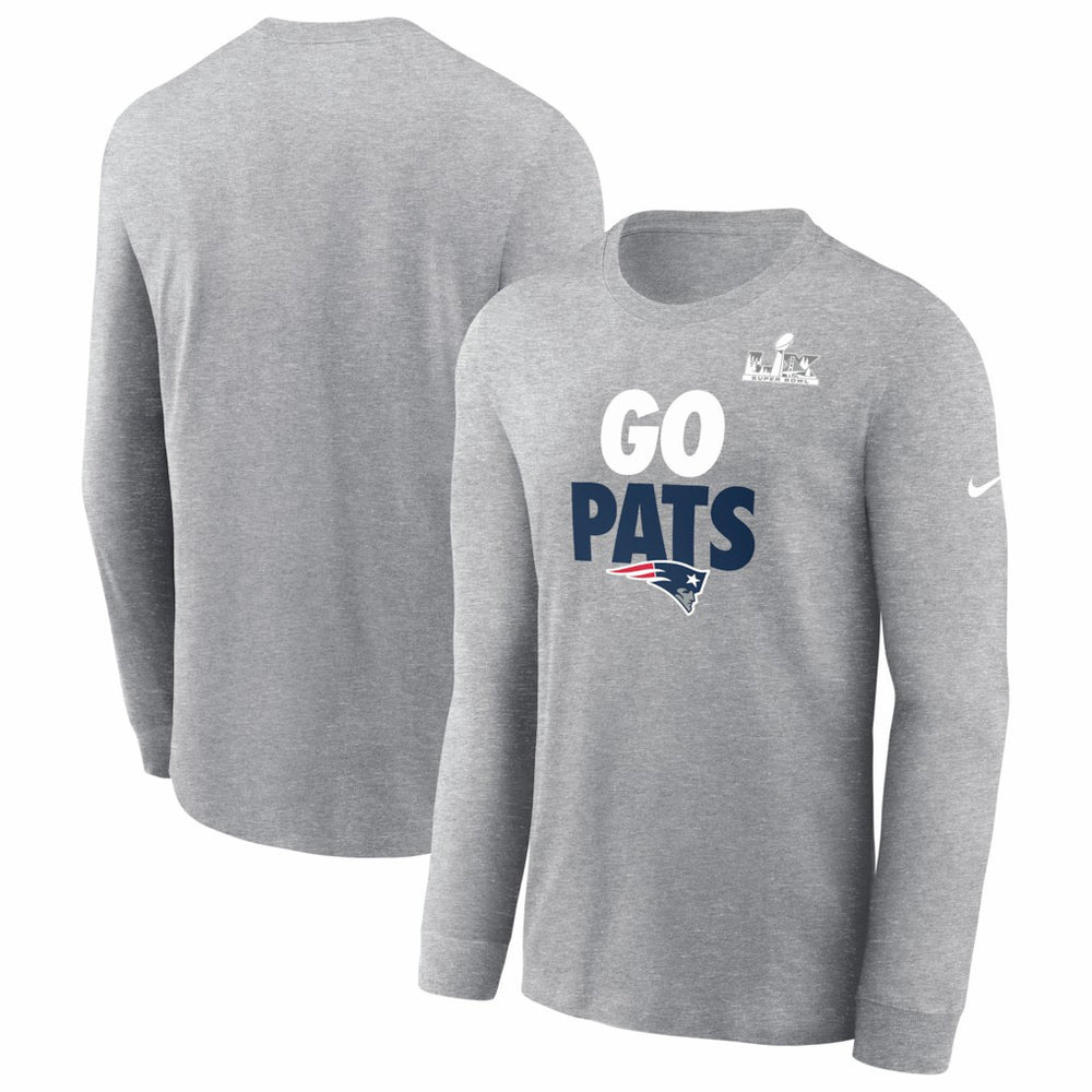 New England Patriots Super Bowl LX Fast As Fast Gets Long Sleeve T-Shirt - Heather Gray - Nike