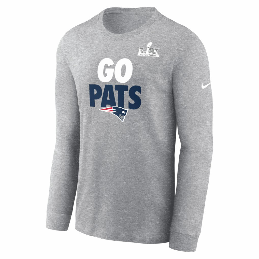 New England Patriots Super Bowl LX Fast As Fast Gets Long Sleeve T-Shirt - Heather Gray - Nike