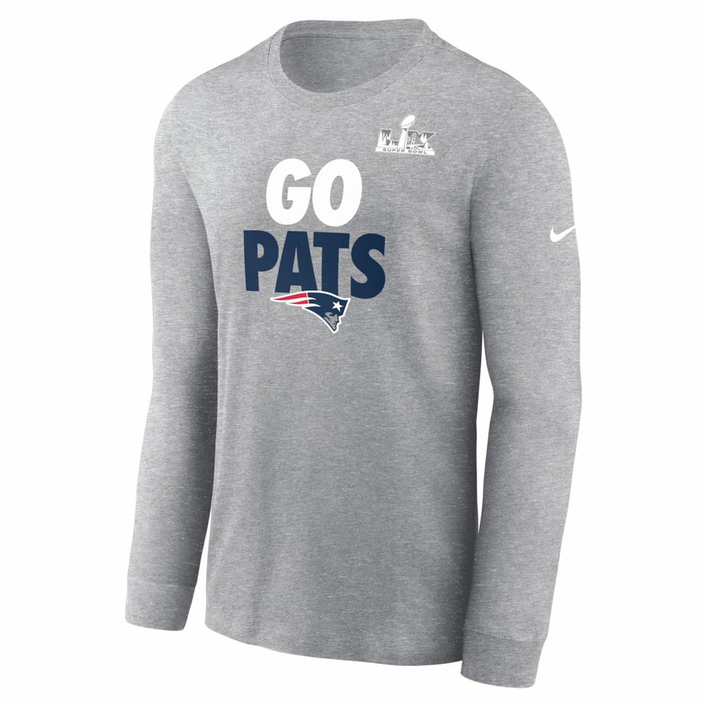 New England Patriots Super Bowl LX Fast As Fast Gets Long Sleeve T-Shirt - Heather Gray - Nike