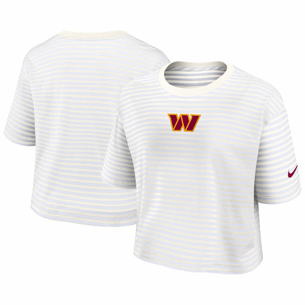 Washington Commanders Women's Striped Cropped T-Shirt - Yellow/Cream - Nike