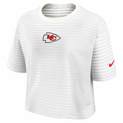 Kansas City Chiefs Women's Striped Cropped T-Shirt - Yellow/Cream - Nike