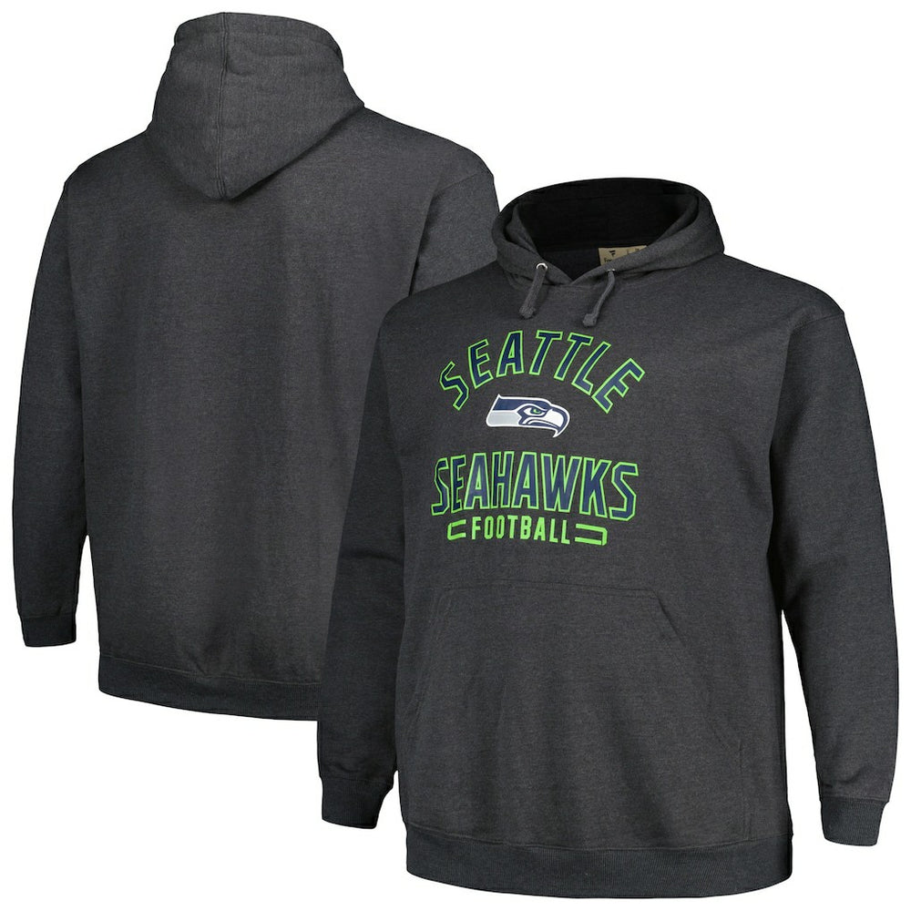Seattle Seahawks Big & Tall Pullover Hoodie - Heather Charcoal - Fanatics