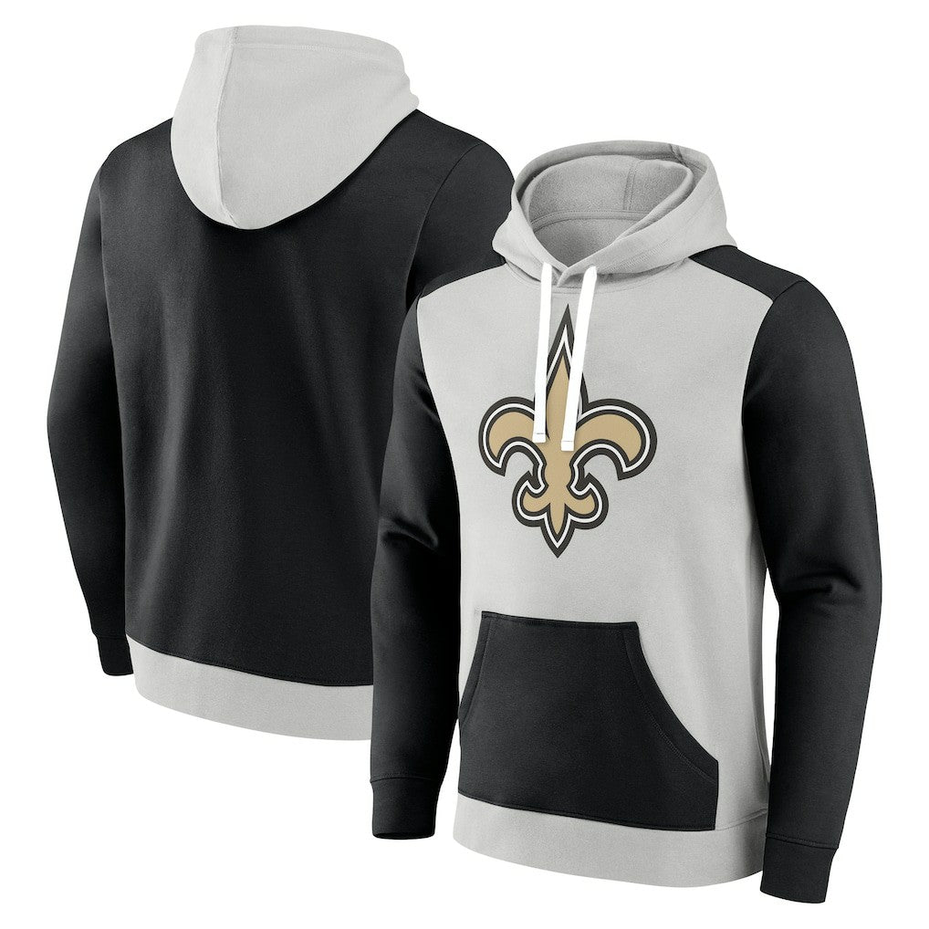 New Orleans Saints Big & Tall Team Fleece Pullover Hoodie - Silver/Black - Fanatics