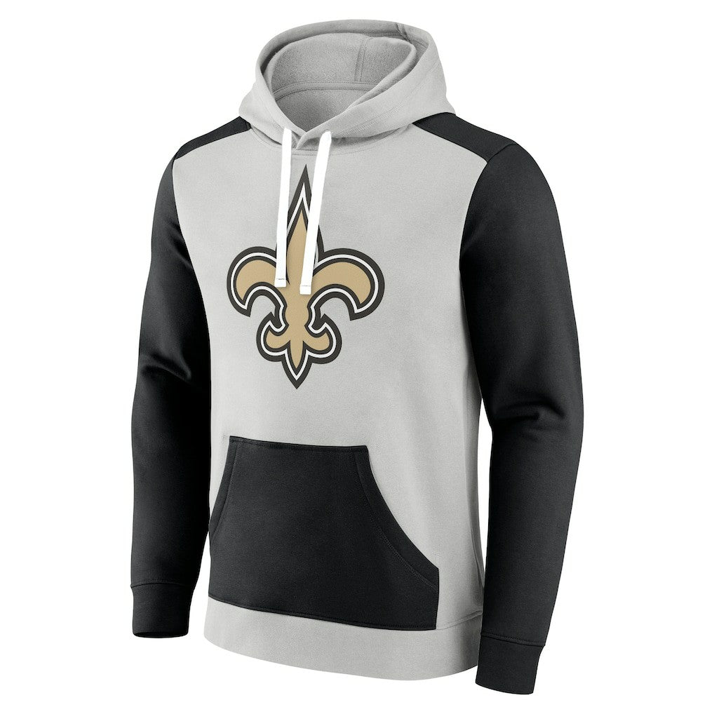 New Orleans Saints Big & Tall Team Fleece Pullover Hoodie - Silver/Black - Fanatics