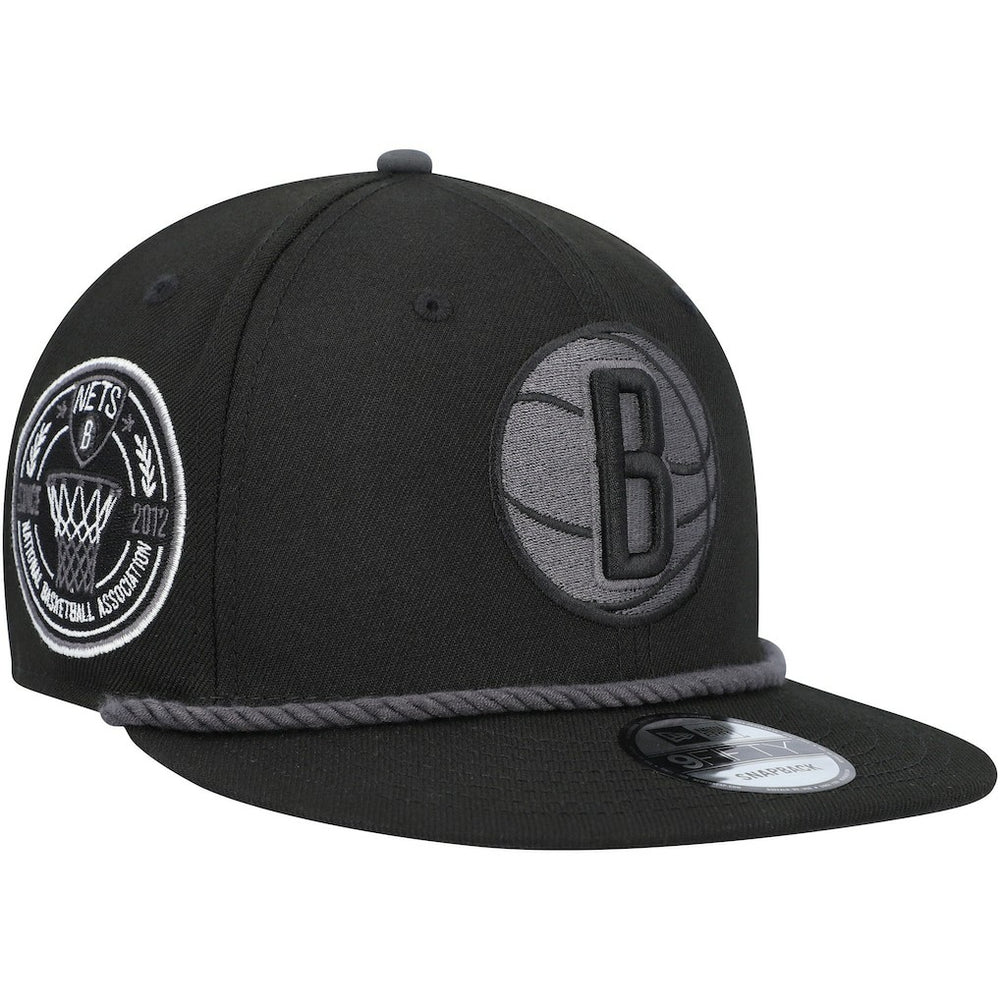 New Era Brooklyn Nets Back Laurels 9FIFTY Snapback Hat Black