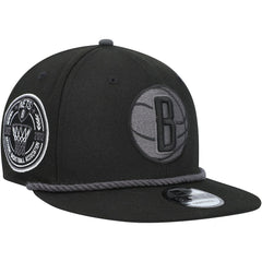 New Era Brooklyn Nets Back Laurels 9FIFTY Snapback Hat Black