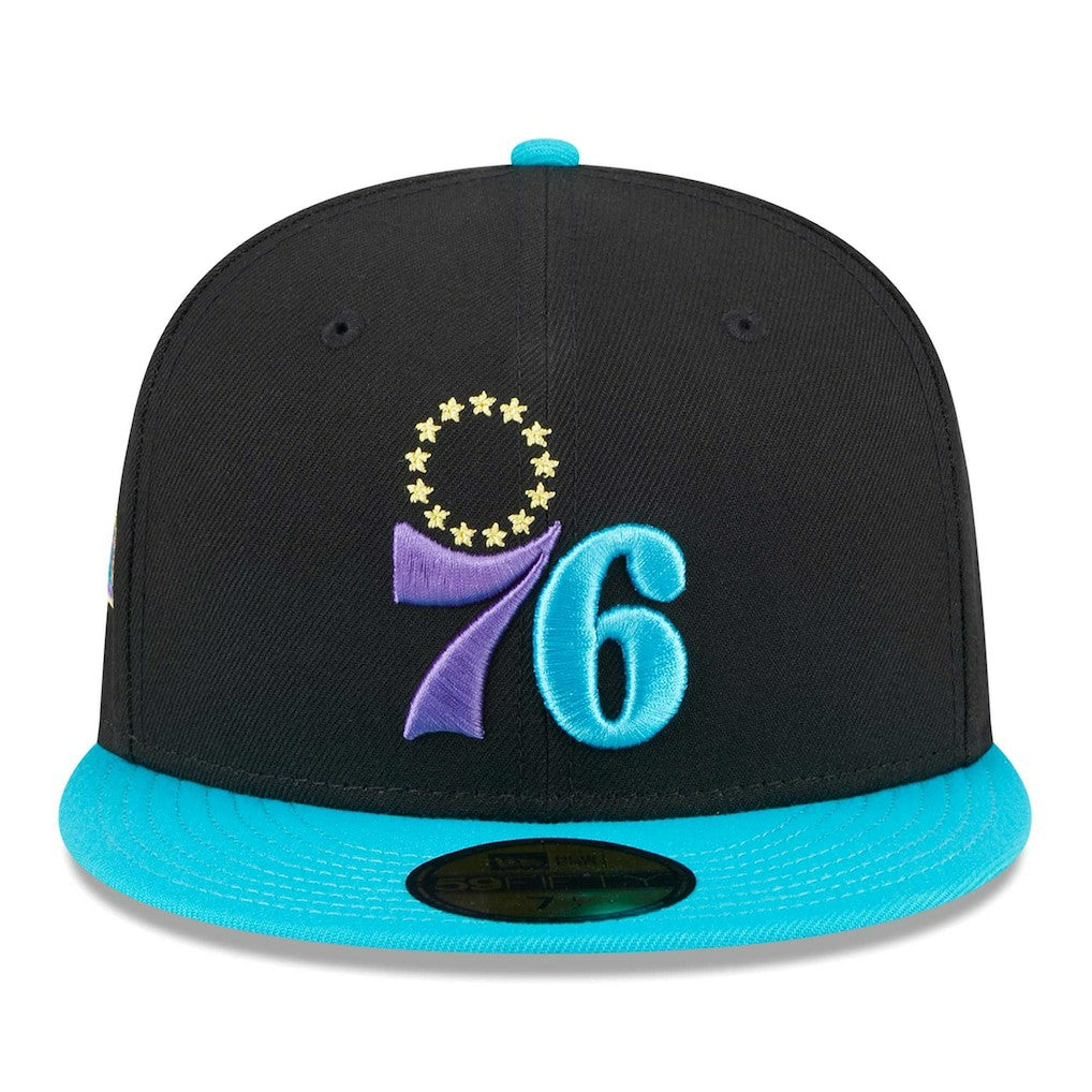 New Era Philadelphia 76ers Arcade Scheme 59FIFTY Fitted Hat Black/Turquoise