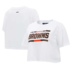 Cleveland Browns Pro Standard Women's New Helmet Capsule Cropped T-Shirt - White - NFL