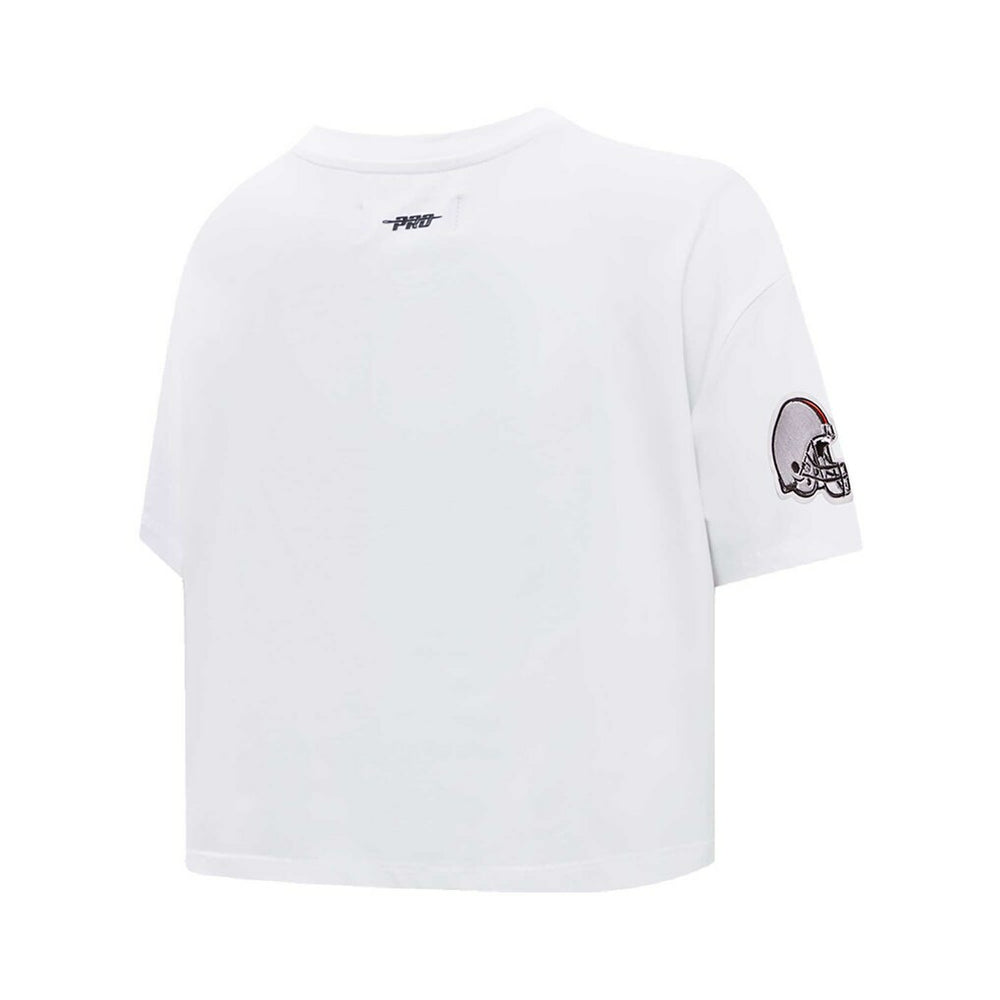 Cleveland Browns Pro Standard Women's New Helmet Capsule Cropped T-Shirt - White - NFL