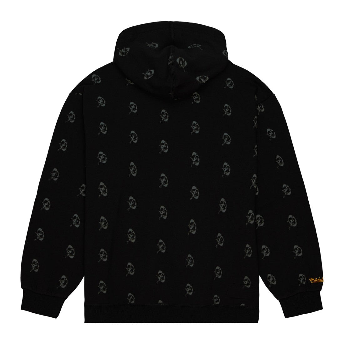 Green Bay Packers Allover Print Fleece Pullover Hoodie - Black - Mitchell & Ness