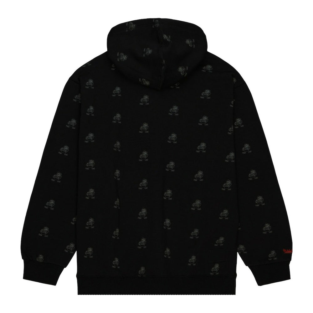 Cleveland Browns Allover Print Fleece Pullover Hoodie - Black - Mitchell & Ness