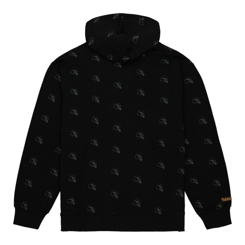 Minnesota Vikings Allover Print Fleece Pullover Hoodie - Black - Mitchell & Ness