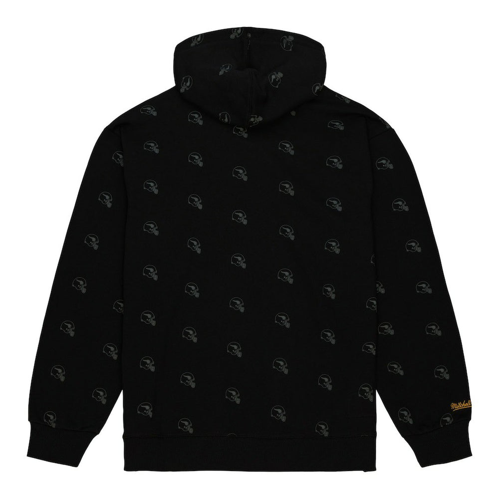 Minnesota Vikings Allover Print Fleece Pullover Hoodie - Black - Mitchell & Ness