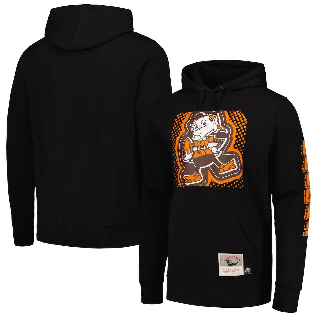 Cleveland Browns Gridiron Classics Big Face 7.0 Pullover Hoodie - Black - Mitchell & Ness