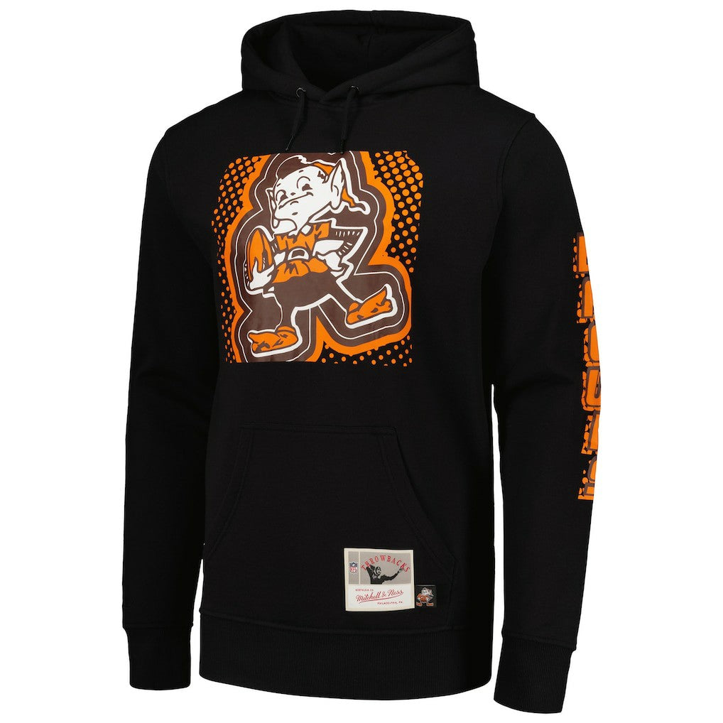 Cleveland Browns Gridiron Classics Big Face 7.0 Pullover Hoodie - Black - Mitchell & Ness