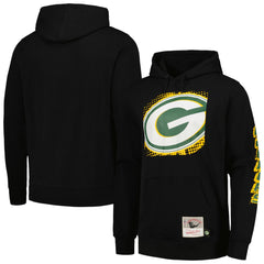 Green Bay Packers Gridiron Classics Big Face 7.0 Pullover Hoodie - Black - Mitchell & Ness