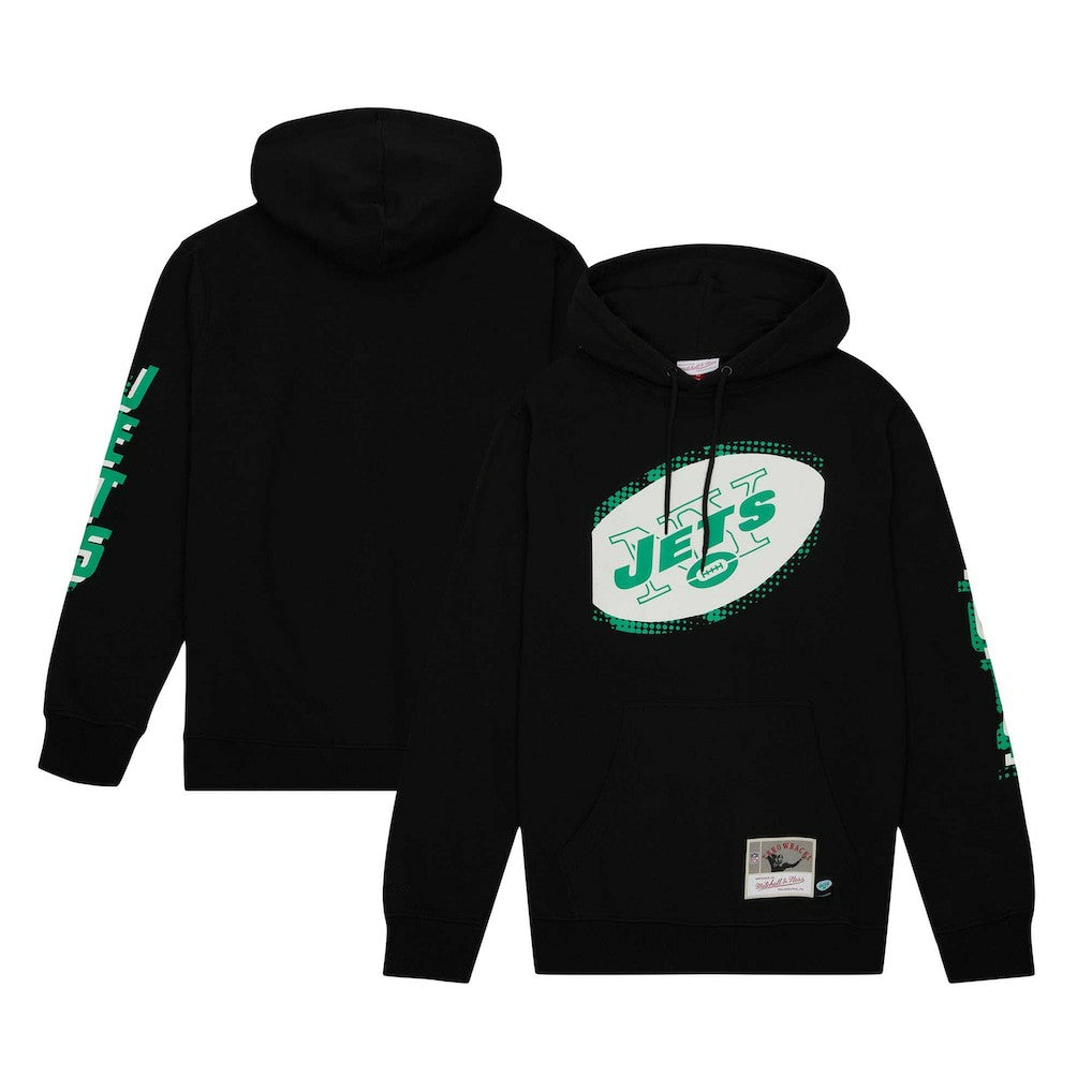 New York Jets Gridiron Classics Big Face 7.0 Pullover Hoodie - Black - Mitchell & Ness
