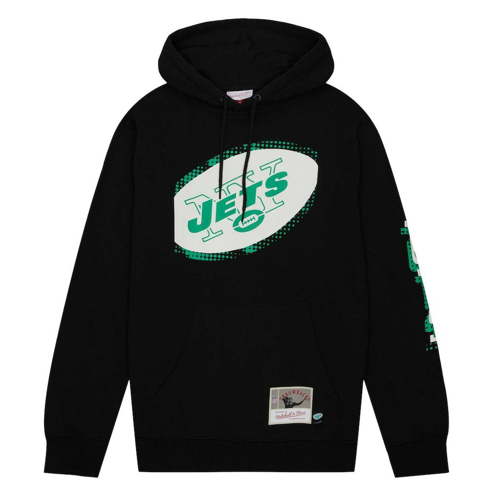 New York Jets Gridiron Classics Big Face 7.0 Pullover Hoodie - Black - Mitchell & Ness