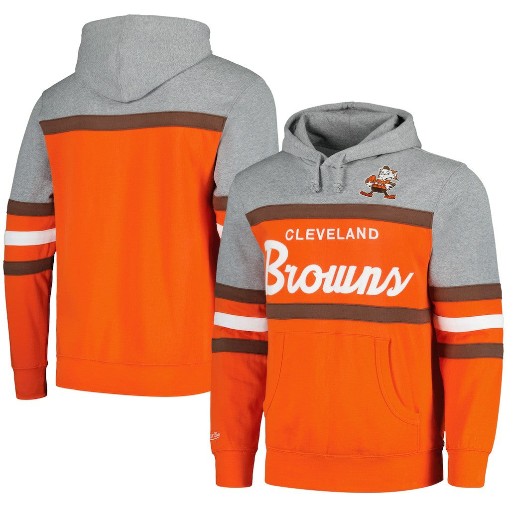 Cleveland Browns Head Coach Pullover Hoodie - Orange/Heather Gray - Mitchell & Ness