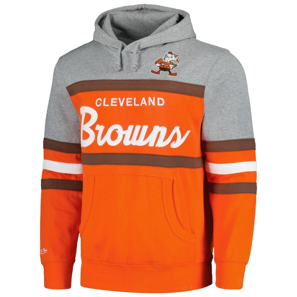 Cleveland Browns Head Coach Pullover Hoodie - Orange/Heather Gray - Mitchell & Ness