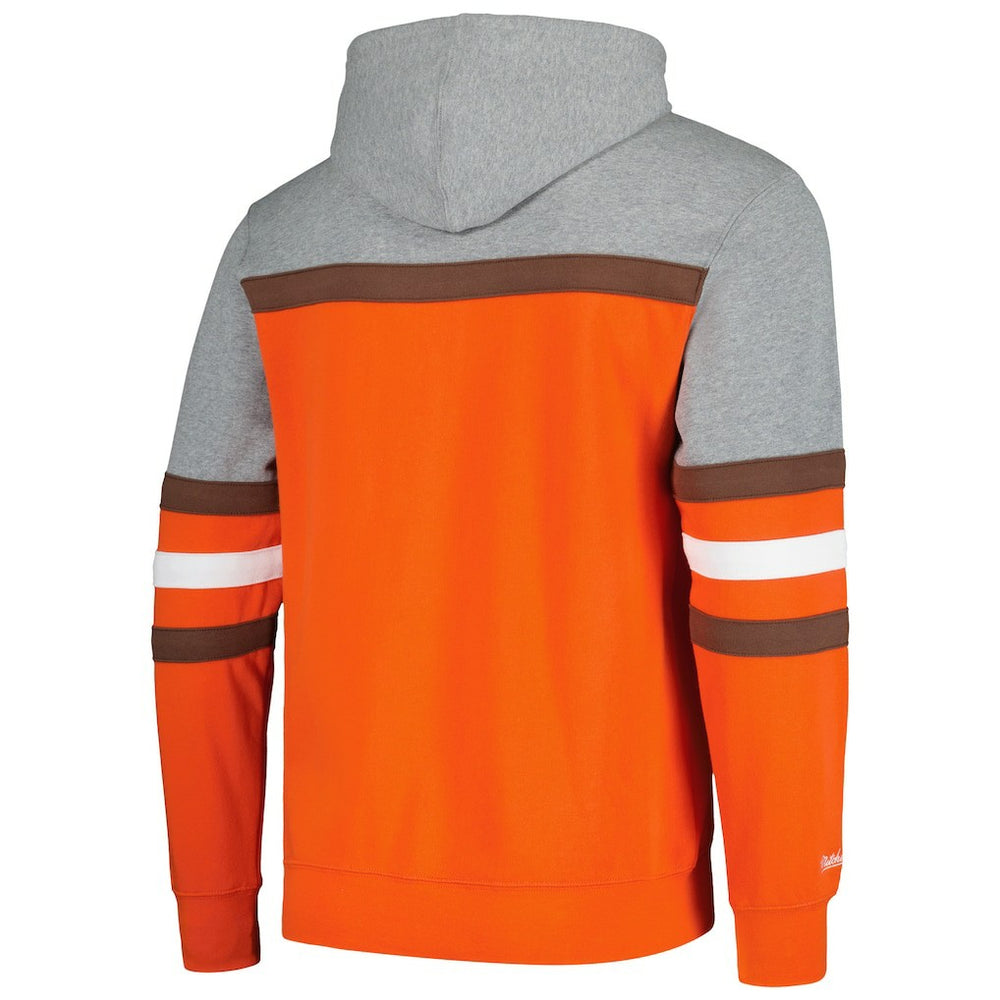 Cleveland Browns Head Coach Pullover Hoodie - Orange/Heather Gray - Mitchell & Ness
