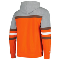 Cleveland Browns Head Coach Pullover Hoodie - Orange/Heather Gray - Mitchell & Ness