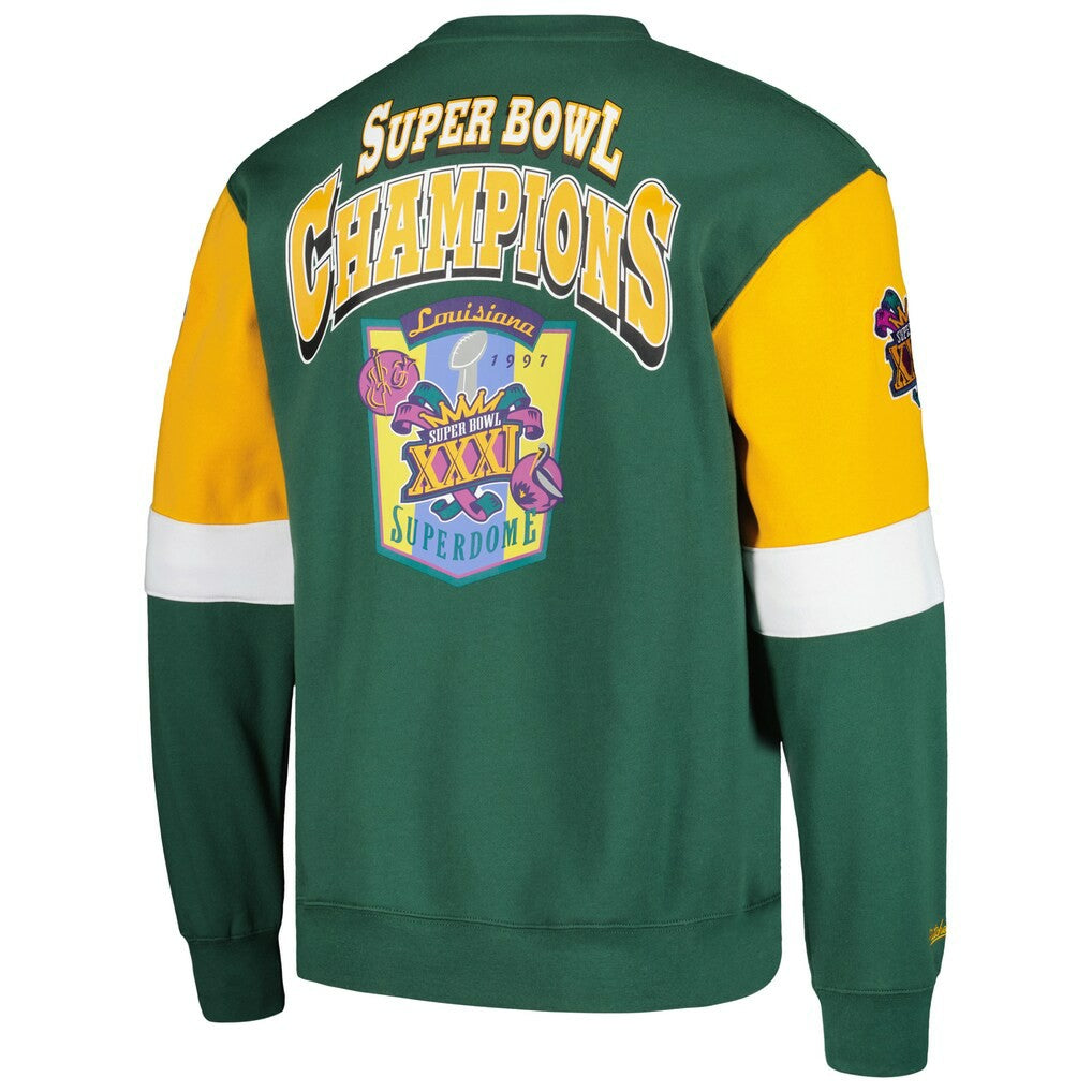 Green Bay Packers Gridiron Classics Allover 3.0 Pullover Sweatshirt - Green - Mitchell & Ness