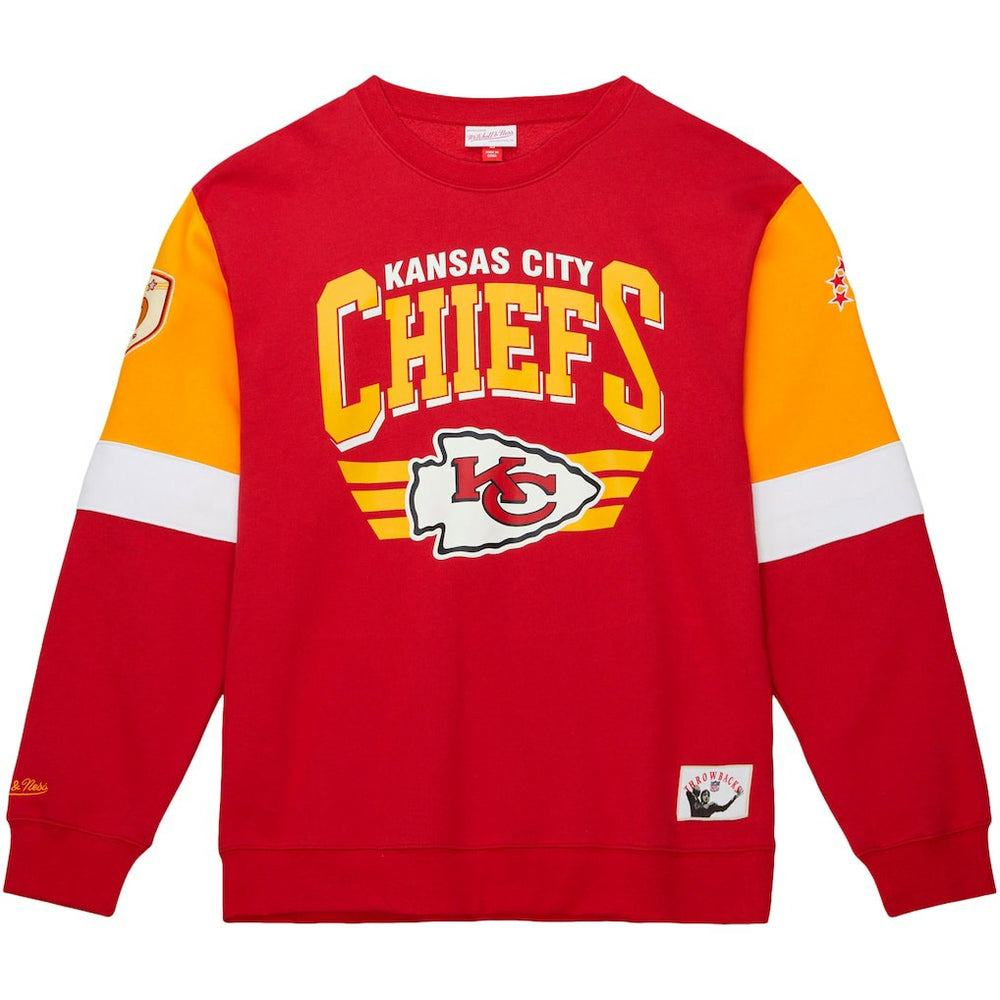 Kansas City Chiefs Gridiron Classics Allover 3.0 Pullover Sweatshirt - Scarlet - Mitchell & Ness