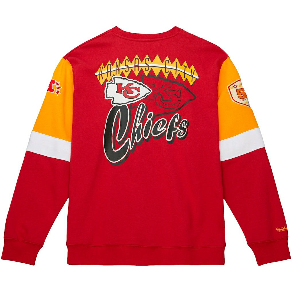 Kansas City Chiefs Gridiron Classics Allover 3.0 Pullover Sweatshirt - Scarlet - Mitchell & Ness