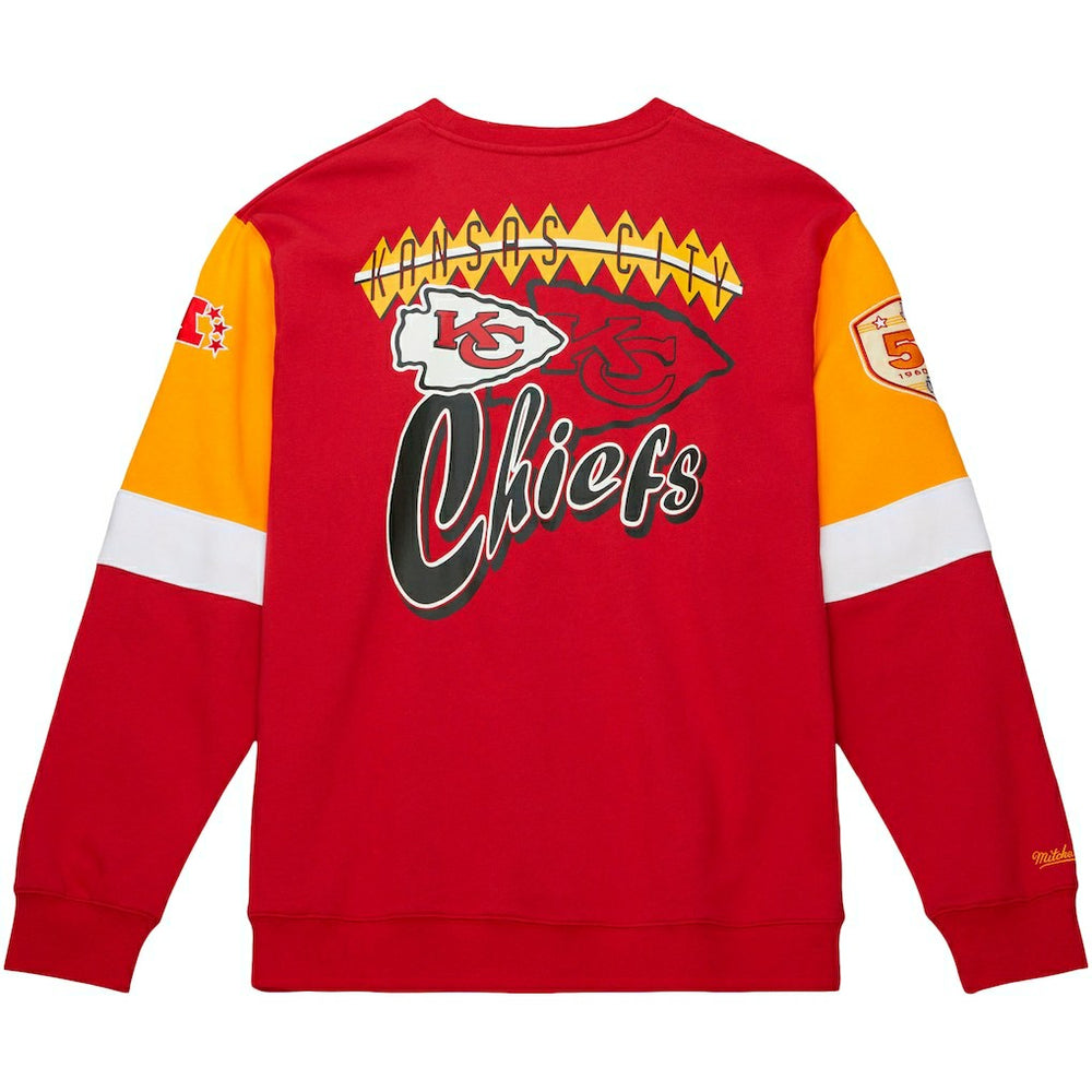 Kansas City Chiefs Gridiron Classics Allover 3.0 Pullover Sweatshirt - Scarlet - Mitchell & Ness