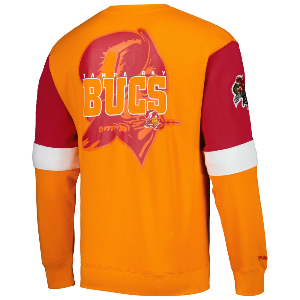 Tampa Bay Buccaneers Gridiron Classics Allover 3.0 Pullover Sweatshirt - Orange - Mitchell & Ness
