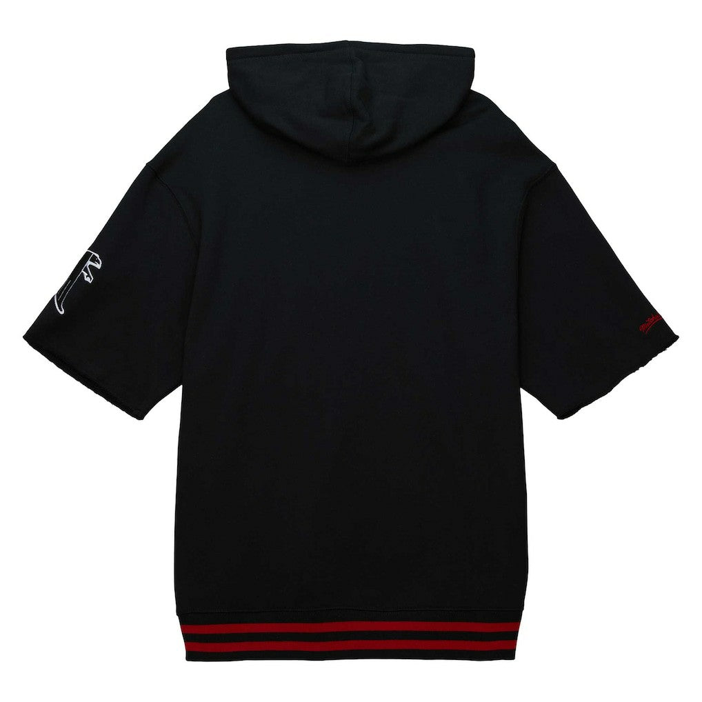 Atlanta Falcons Pre-Game Short Sleeve Pullover Hoodie - Black - Mitchell & Ness