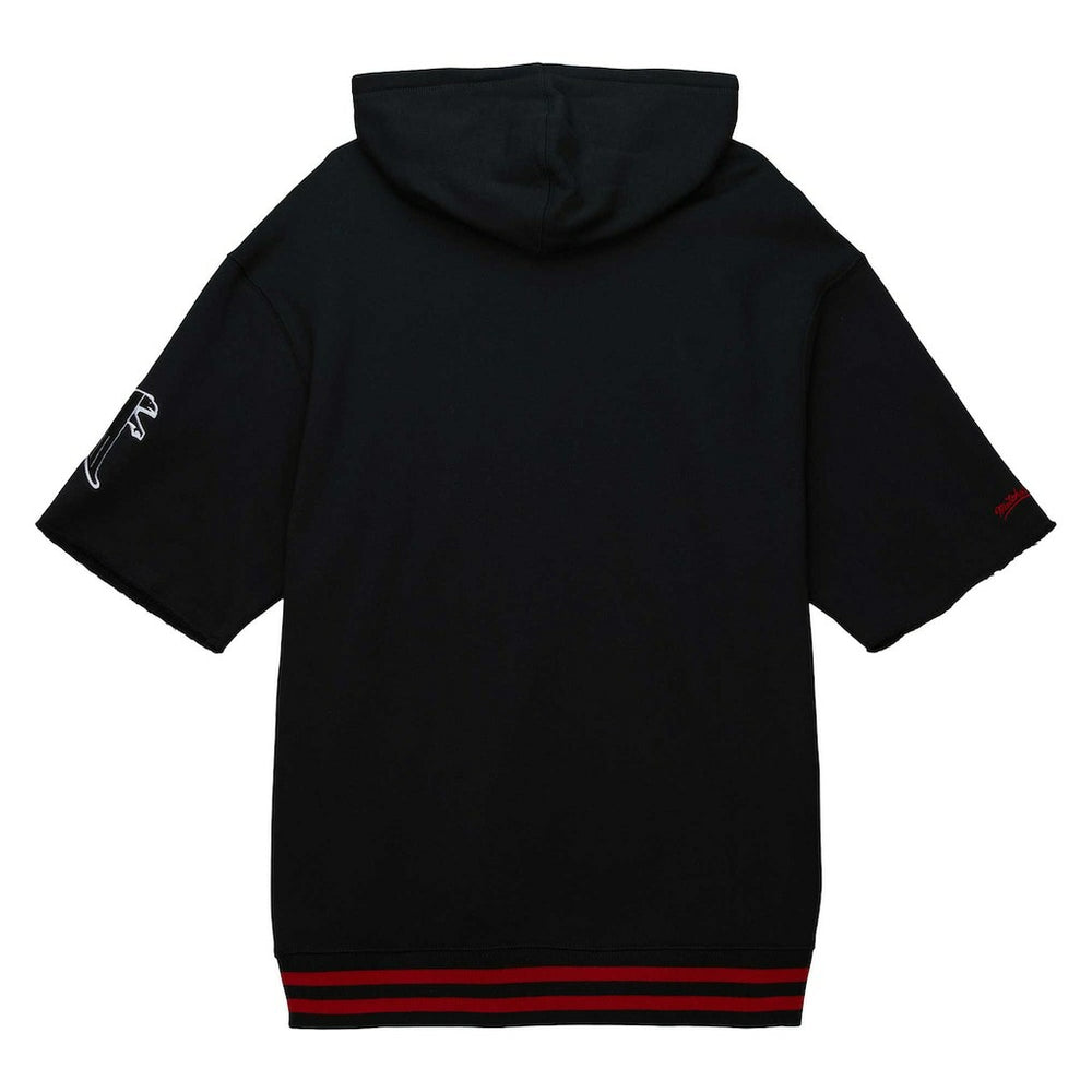 Atlanta Falcons Pre-Game Short Sleeve Pullover Hoodie - Black - Mitchell & Ness