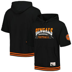 Cincinnati Bengals Pre-Game Short Sleeve Pullover Hoodie - Black - Mitchell & Ness