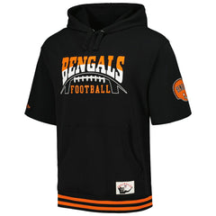 Cincinnati Bengals Pre-Game Short Sleeve Pullover Hoodie - Black - Mitchell & Ness